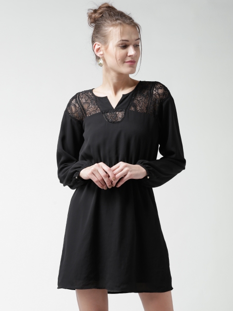 

FOREVER 21 Black Lace Yoke Fit & Flare Dress