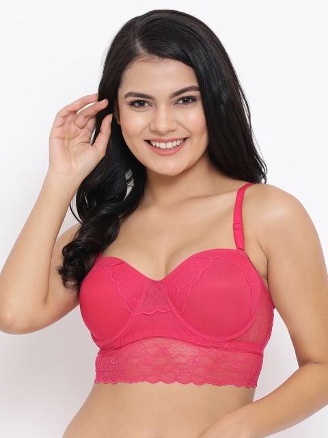 

Clovia Pink Lace Underwired Heavily Padded Push-Up Bra BR2014P14