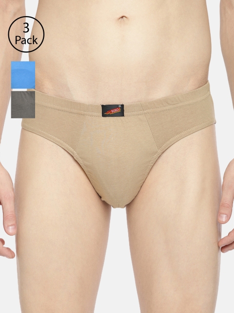 

SOLO Men Pack Of 3 Briefs, Camel brown