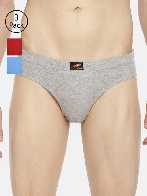 

SOLO Men Pack Of 3 Briefs, Grey melange
