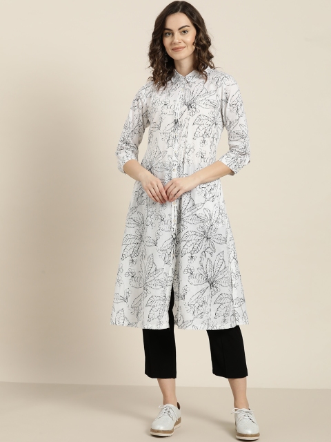 

Sangria Women White & Black Printed A-Line Kurta
