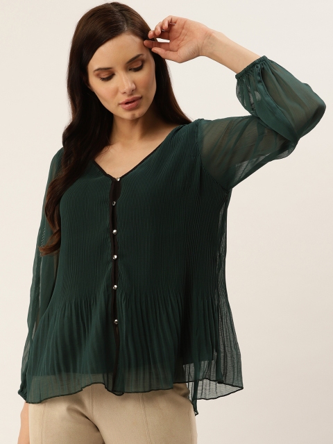 

Antheaa Women Green Accordion Pleats Top