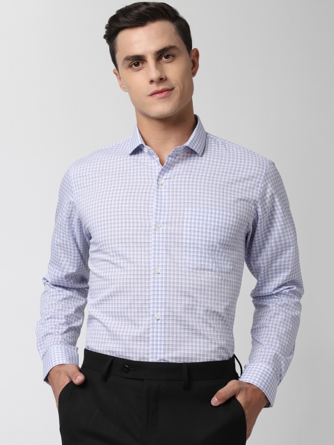 

Peter England Men Lavender & White Slim Fit Checked Formal Shirt