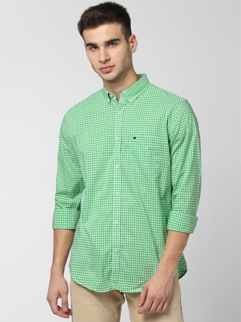 

Peter England Men Green & White Slim Fit Checked Casual Shirt