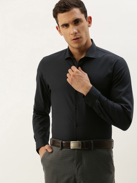

Peter England Men Black Slim Fit Self Design Formal Shirt
