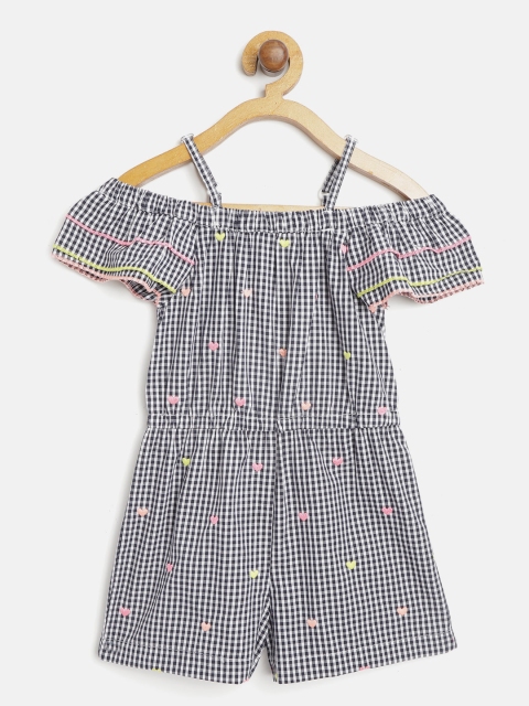 

Nauti Nati Girls Navy Blue & White Checked Playsuit