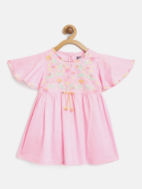 

Nauti Nati Girls Pink Embroidered A-Line Dress With Brief