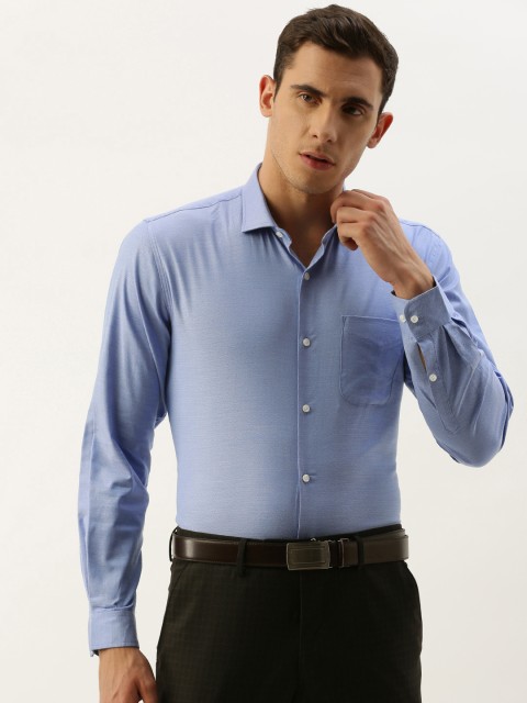 

Peter England Men Blue Nuvo Fit Self Design Formal Shirt