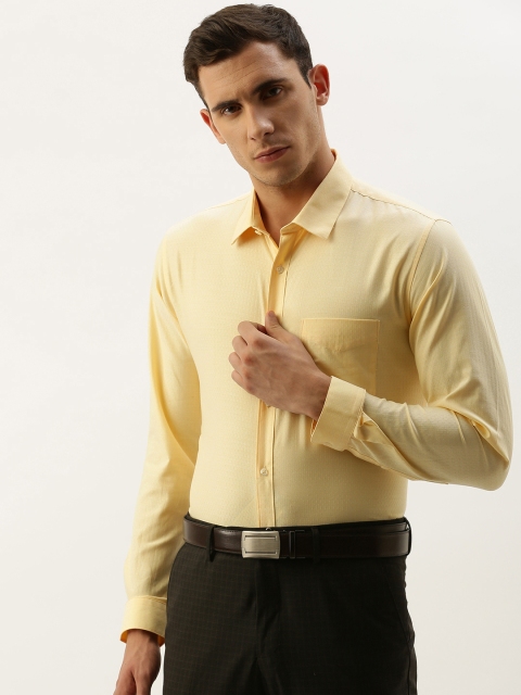 

Peter England Men Yellow Nuvo Fit Self Design Formal Shirt