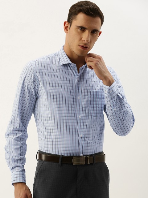 

Peter England Men Blue & White Slim Fit Checked Formal Shirt