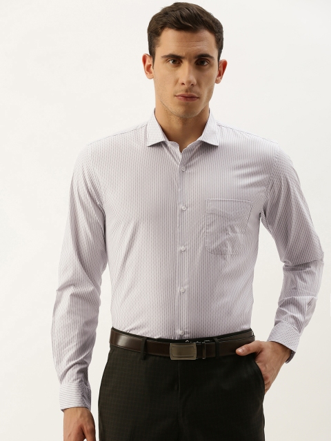 

Peter England Men Grey & White Nuvo Fit Striped Formal Shirt