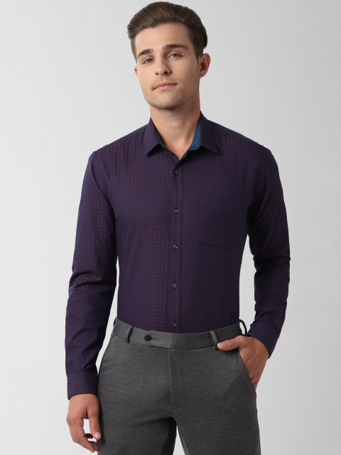

Peter England Men Purple Self Design Formal Shirt