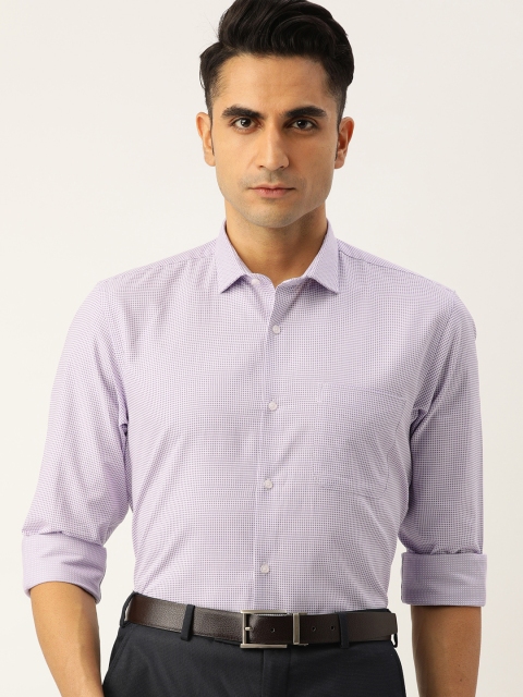 

Peter England Men Purple & White Nuvo Fit Self Design Formal Shirt