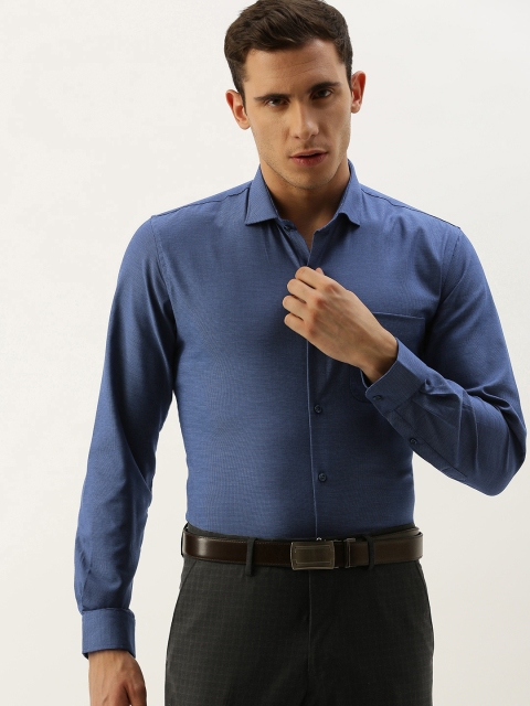 

Peter England Men Blue Slim Fit Self Design Formal Shirt