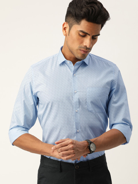 

Peter England Men Blue Slim Fit Printed Smart Casual Shirt