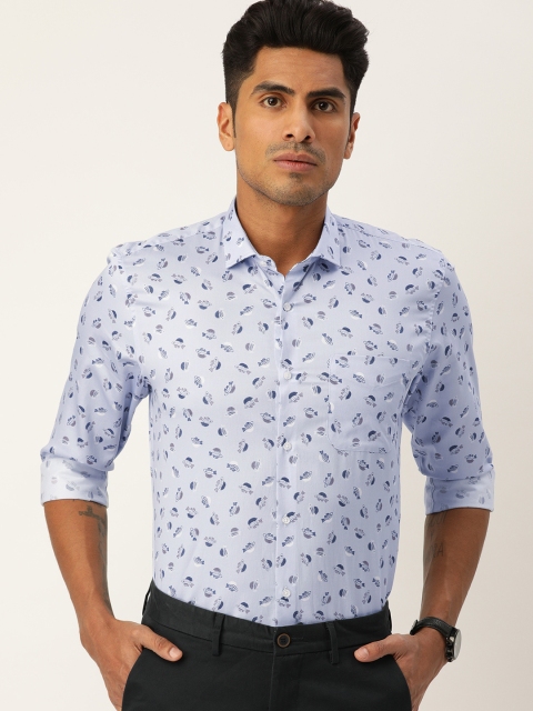 

Peter England Men Blue Nuvo Regular Fit Printed Smart Casual Shirt