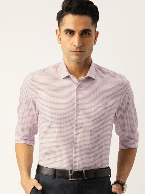 

Peter England Men Pink & White Slim Fit Checked Formal Shirt