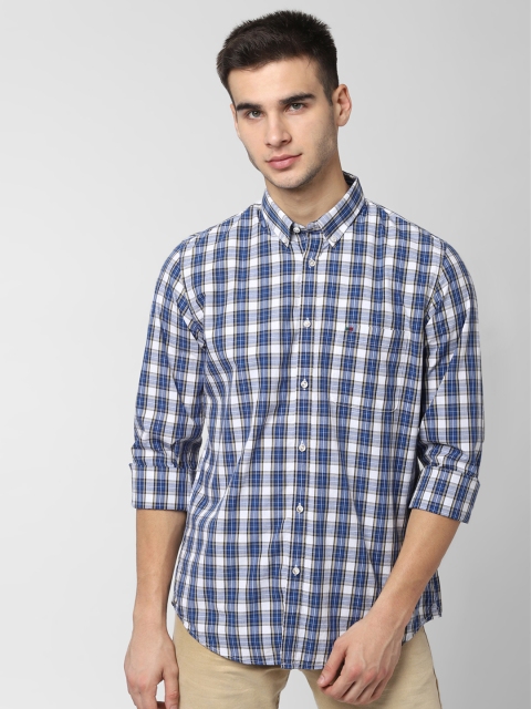 

Peter England Men Blue & White Slim Fit Checked Casual Shirt