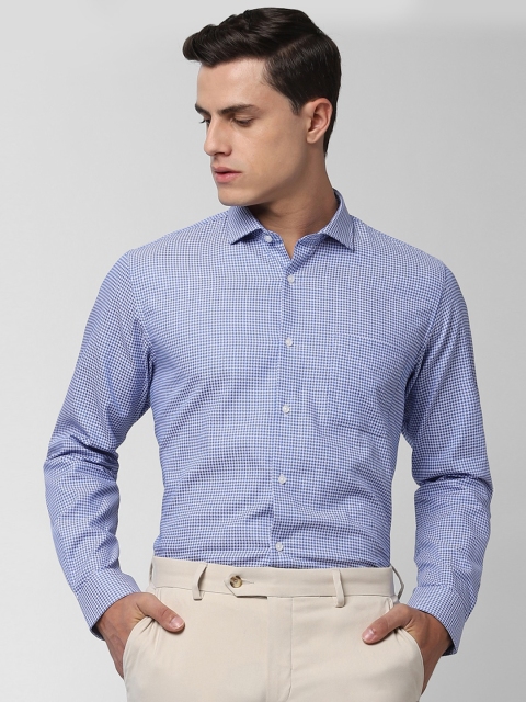 

Peter England Men Blue Regular Fit Self Design Formal Shirt