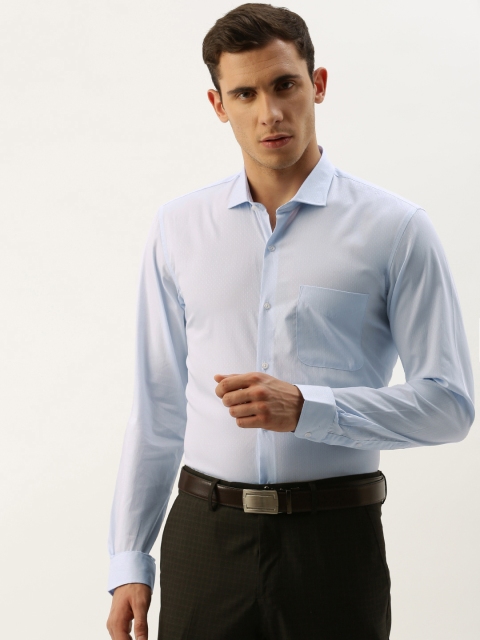 

Peter England Men Blue Nuvo Fit Self Design Formal Shirt