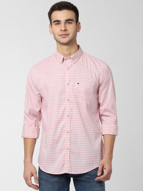 

Peter England Men Pink Slim Fit Striped Casual Shirt