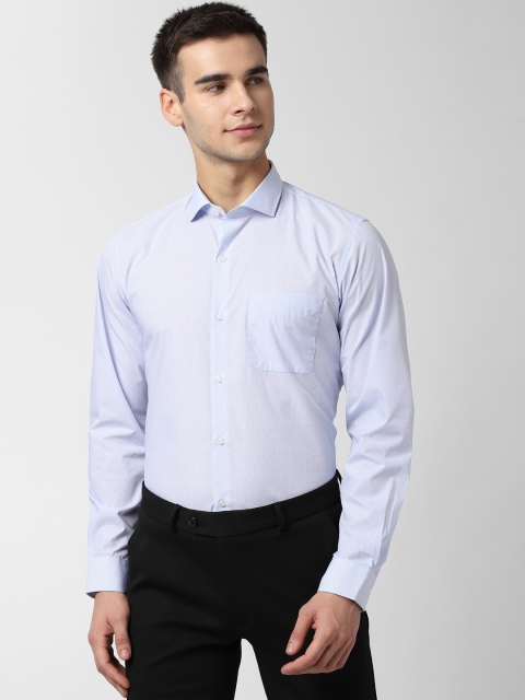 

Peter England Men Blue & White Slim Fit Self Design Formal Shirt