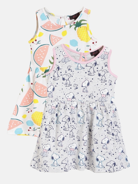 

pspeaches Girls Pack of 2 Printed A-Line Dresses, Multi