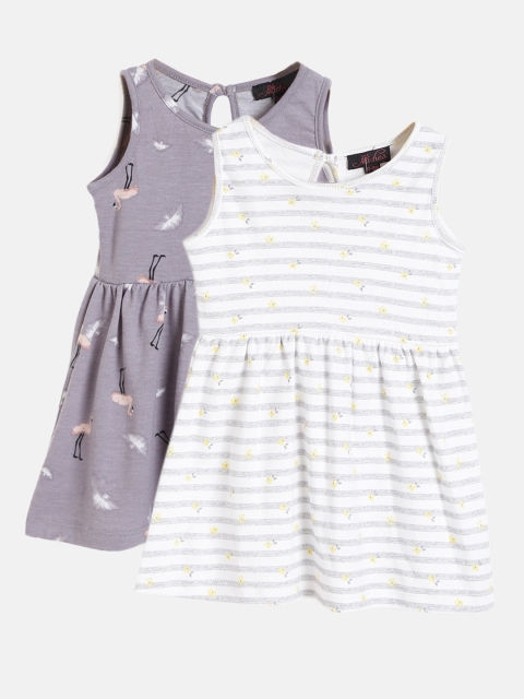 

pspeaches Girls Pack of 2 Printed A-Line Dresses, Grey