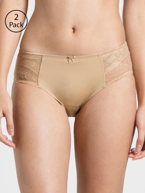 

Jockey Women Pack Of 2 Beige Solid Bikini Briefs
