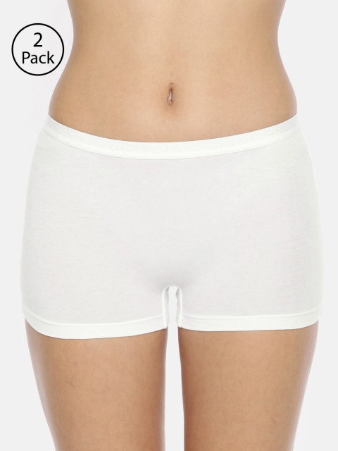 

Jockey Women Pack Of 2 White Solid Boy Shorts