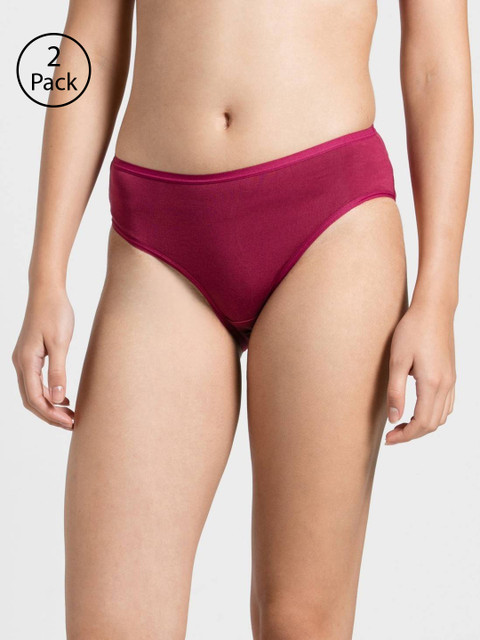 

Jockey Women Pack Of 2 Magenta Solid Bikini Briefs