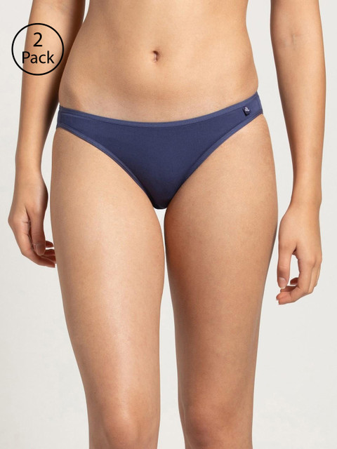 

Jockey Women Pack Of 2 Blue Solid Bikini Shorts