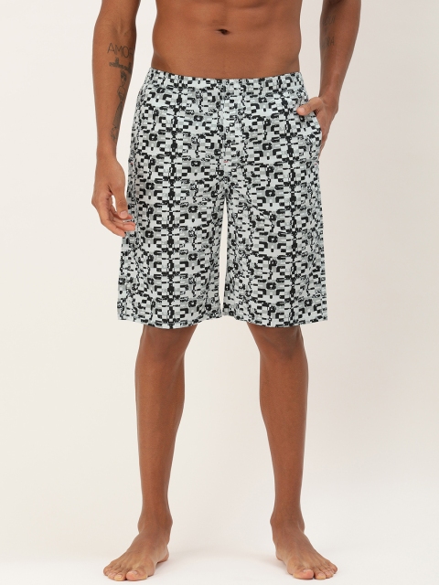 

The Indian Garage Co Men White & Black Printed Lounge Shorts