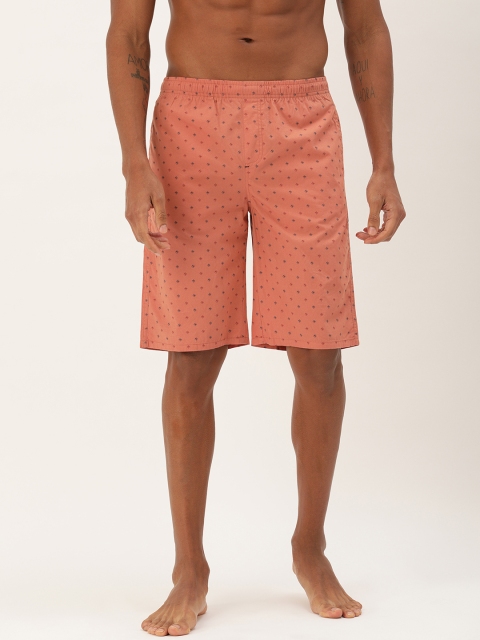

The Indian Garage Co Men Orange & Navy Blue Printed Lounge Shorts