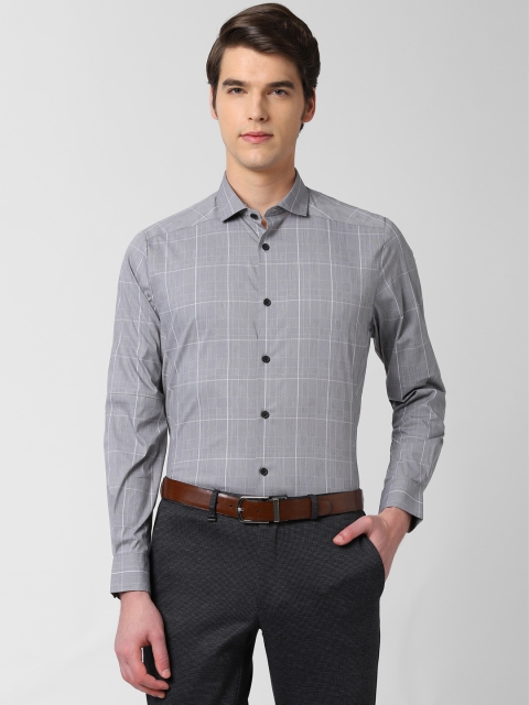 

Peter England Men Grey & White Slim Fit Checked Formal Shirt