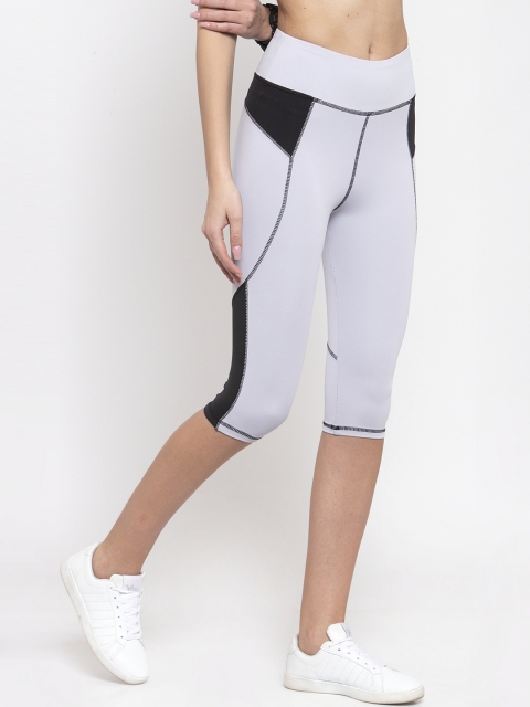 

Boston Club Women Grey Colourblocked Skinny-Fit Capri Tights