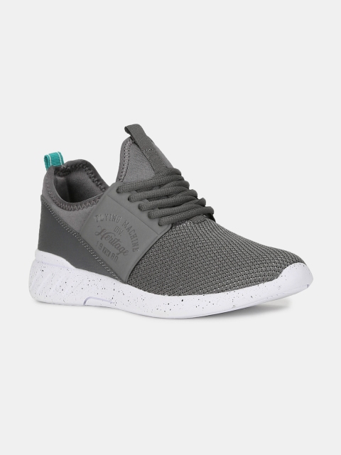 

Flying Machine Men Grey Woven Design Mid-Top Sneakers