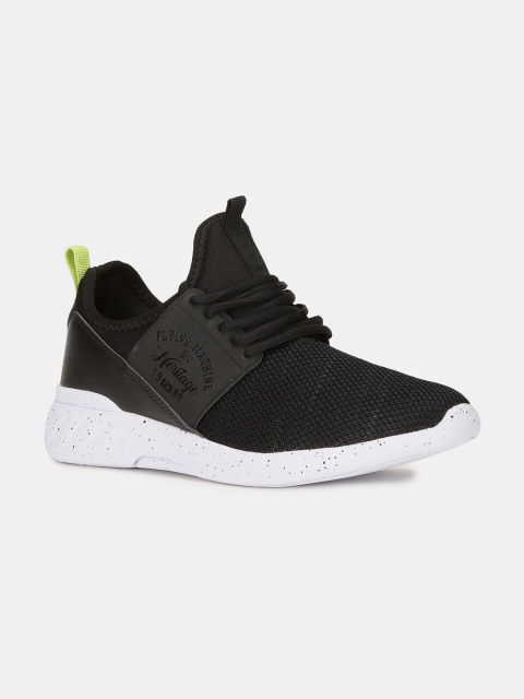 

Flying Machine Men Black Woven Design Mid-Top Sneakers