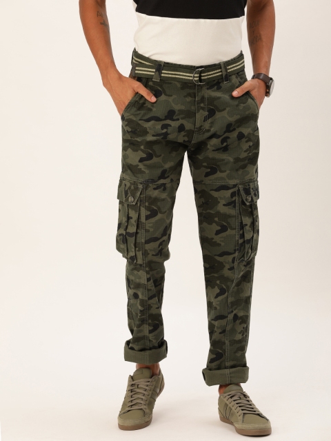 

Sports52 wear Men Green Tailored Fit Printed Cargos