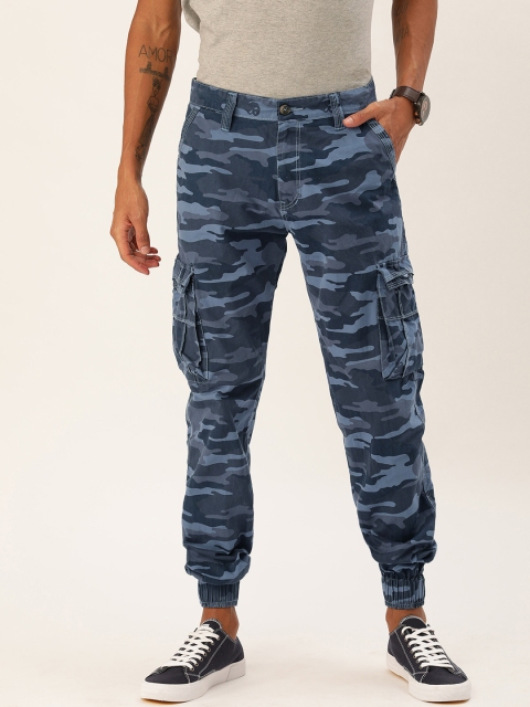 

Sports52 wear Men Blue Tailored Slim Fit Printed Cargos