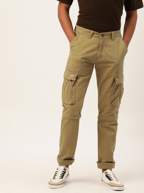 

Sports52 wear Men Beige Tailored Fit Solid Cargos