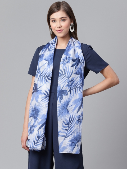 

WEAVERS VILLA Women Blue & White Printed Scarf