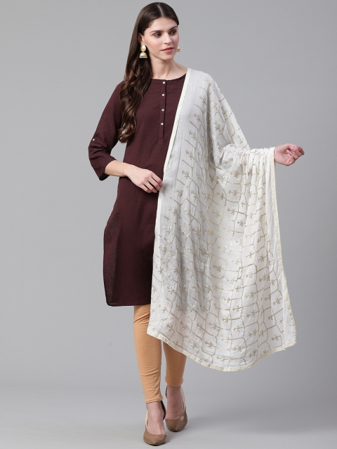 

WEAVERS VILLA White & Silver Embroidered Dupatta