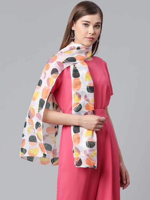 

WEAVERS VILLA Women Off-White & Black Printed Scarf