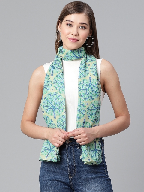 

WEAVERS VILLA Women Green & Blue Printed Stole