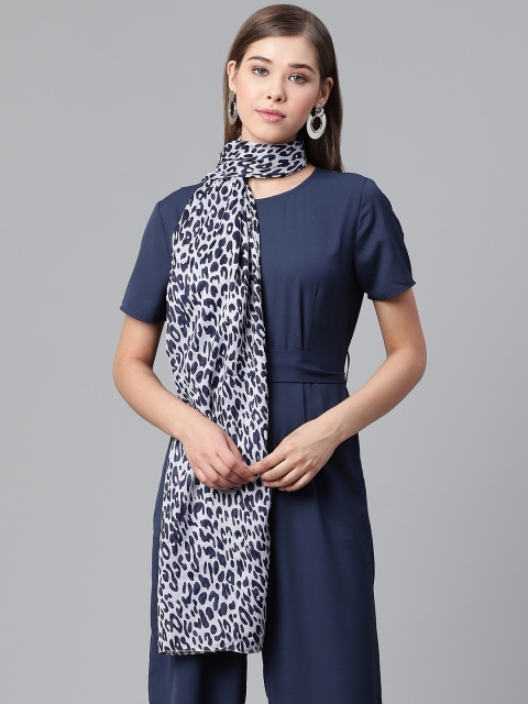 

WEAVERS VILLA Women White & Black Animal Printed Stole