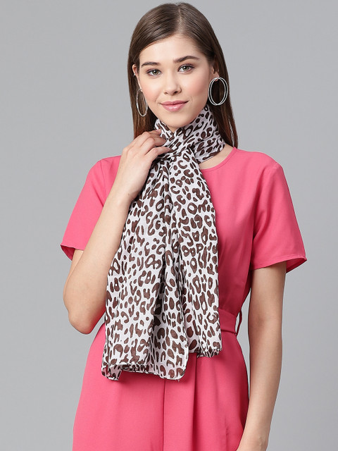 

WEAVERS VILLA Women Off-White & Brown Animal Printed Stole