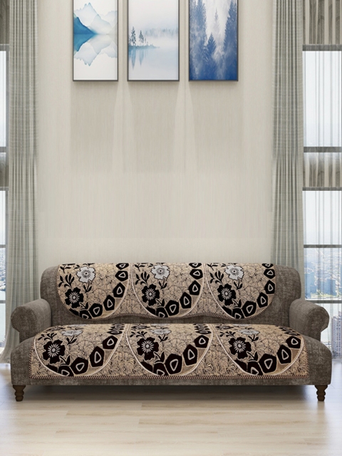 

ROMEE Set Of 6 Beige Self-Design Sofa Cover