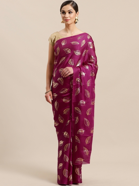 

Mitera Purple & Golden Foil Print Saree