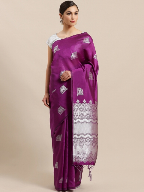 

Mitera Purple & Silver Woven Design Banarasi Saree